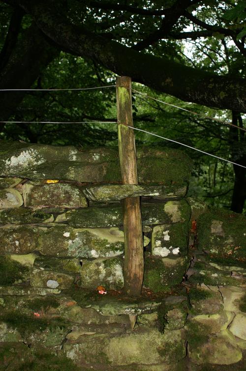 A rather unusual method of securing a fence post
