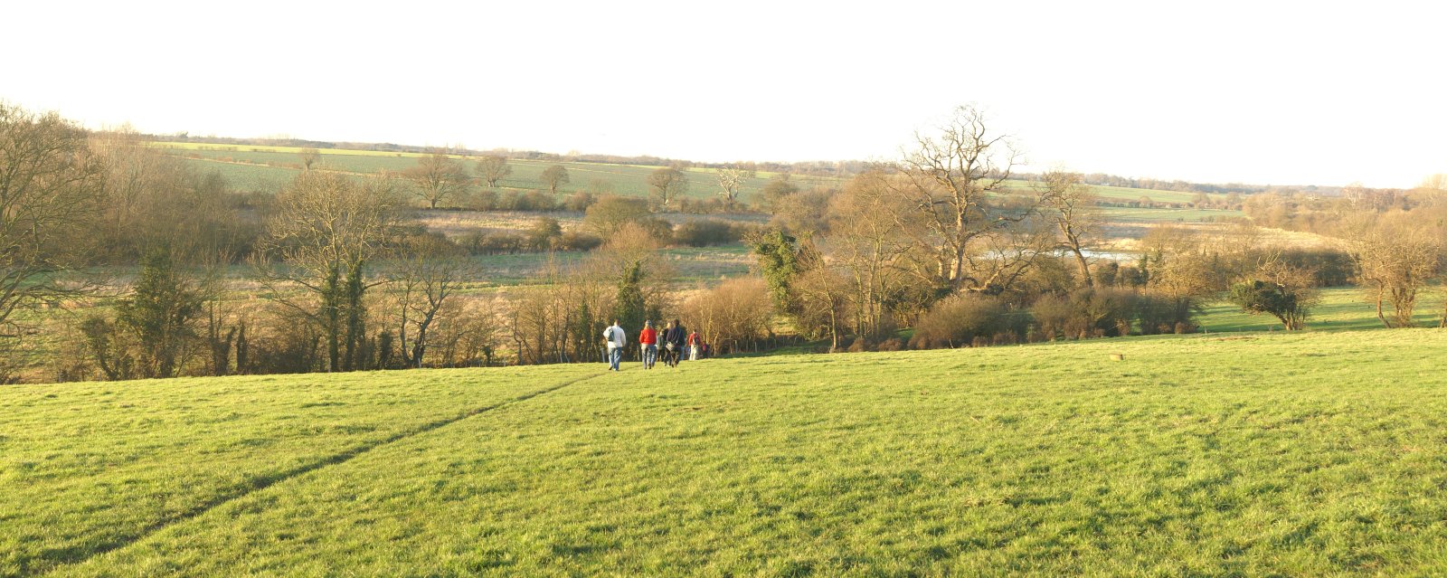 The group heading across a field