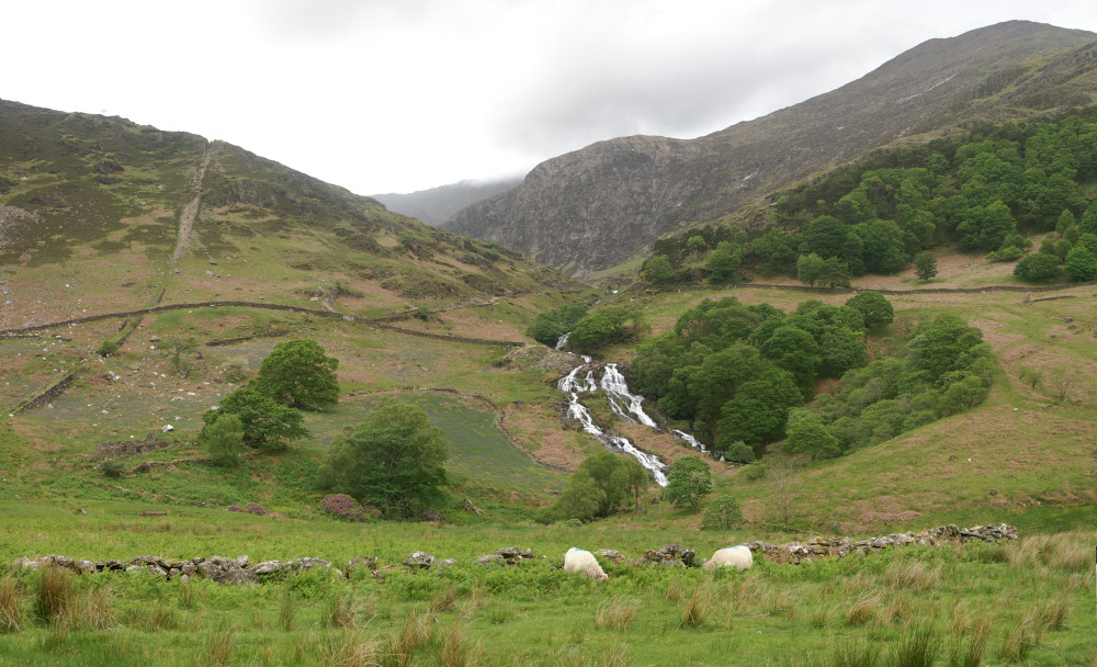 Looking up from the lower end of the Watkin path