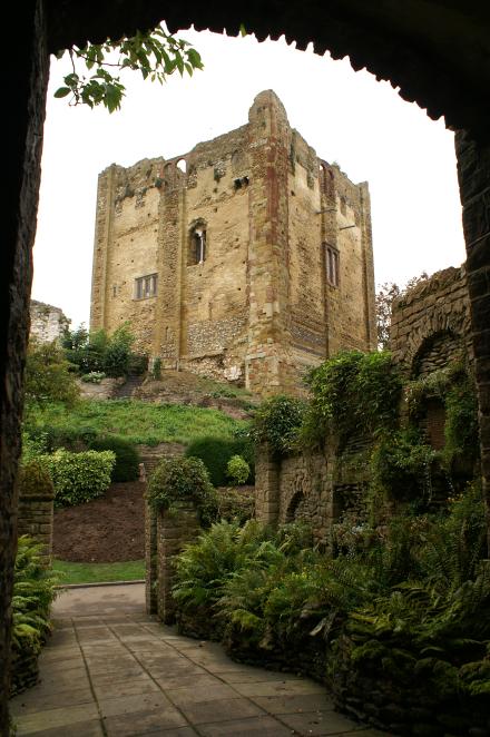 Guildford castle, from inside an arched tunnel