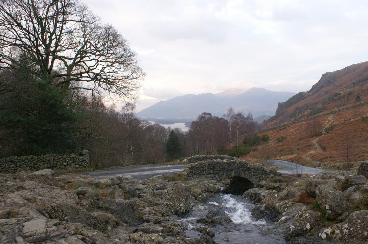 Ashness Bridge, with Derwent Water in the background