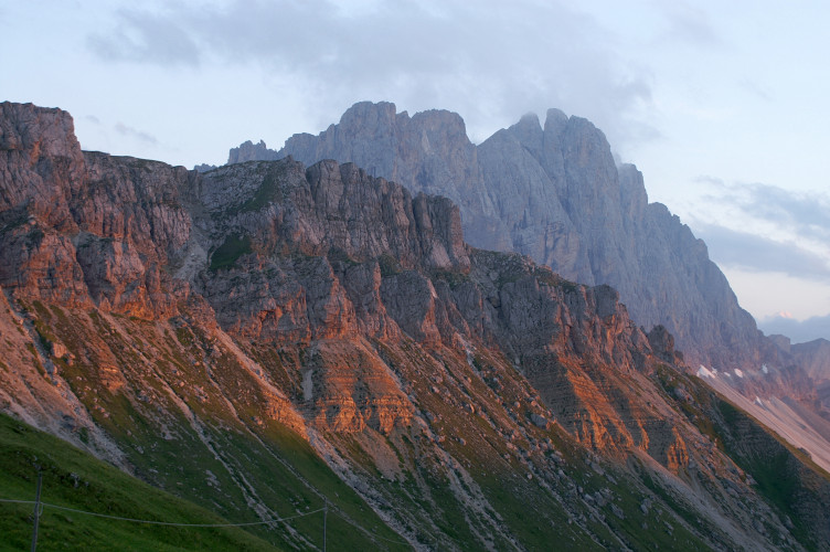 Sunset reflecting off the Odles