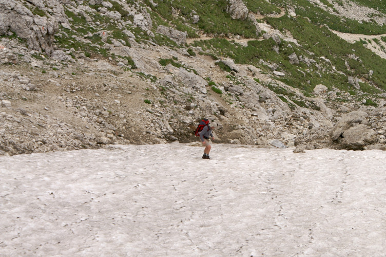 Daniel traversing the snow
