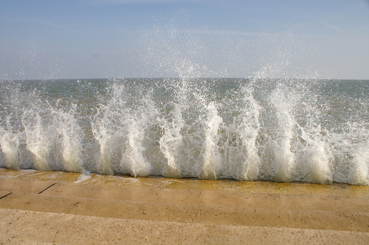 Spray on Southwold sea defense