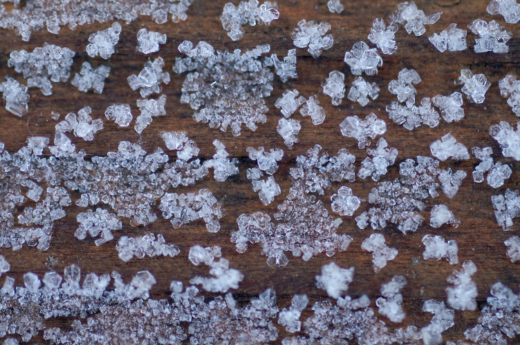 Ice crystals on a bench