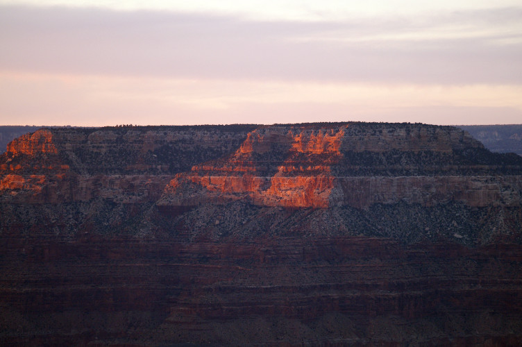 Sunset on the canyon wall